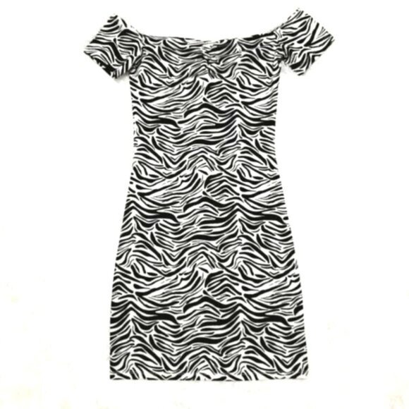 DIVIDED ZEBRA PRINT MINI DRESS SIZE 4 - Picture 1 of 3